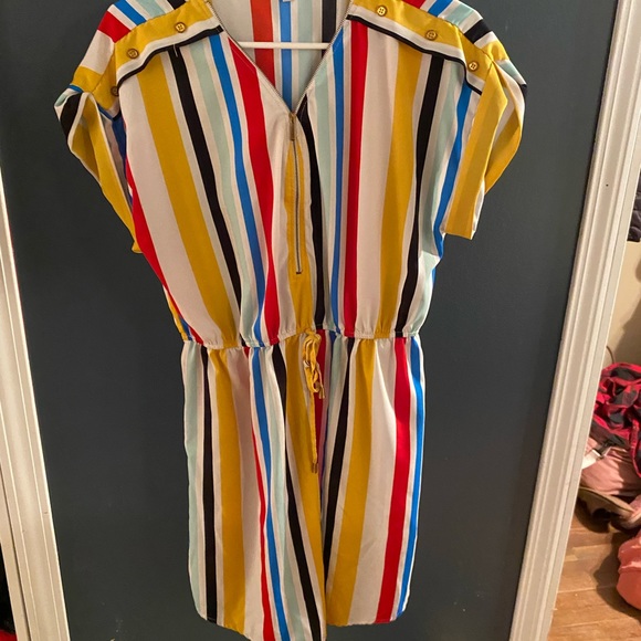 Striped dress with zipper neckline - Picture 1 of 3